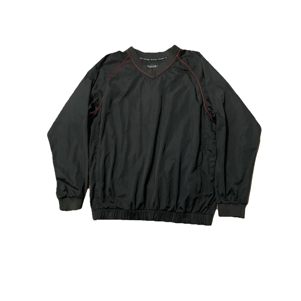 VTG FootJoy FJ Golf Pullover‎ Jacket Black Red Windbreaker Sz M Pull Over V Neck